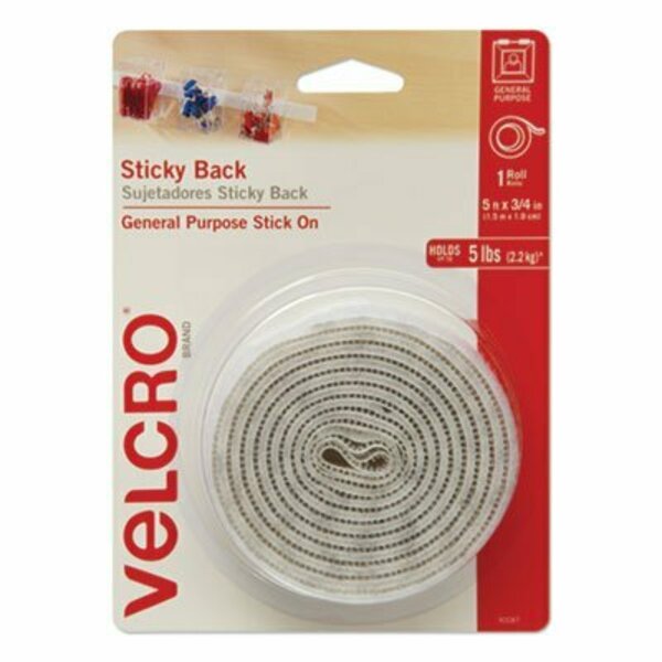 Velcro Brand Velcro, STICKY-BACK FASTENERS WITH DISPENSER, REMOVABLE ADHESIVE, 0.75in X 5 FT, WHITE 90087